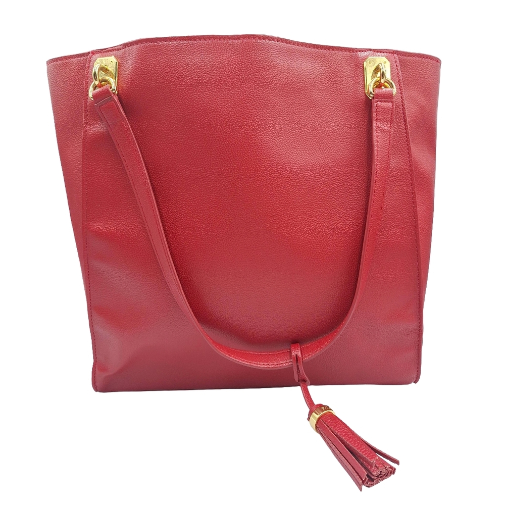 Ralph Lauren Large Red Saffiano Leather Tassel Tote - Picture 4 of 14